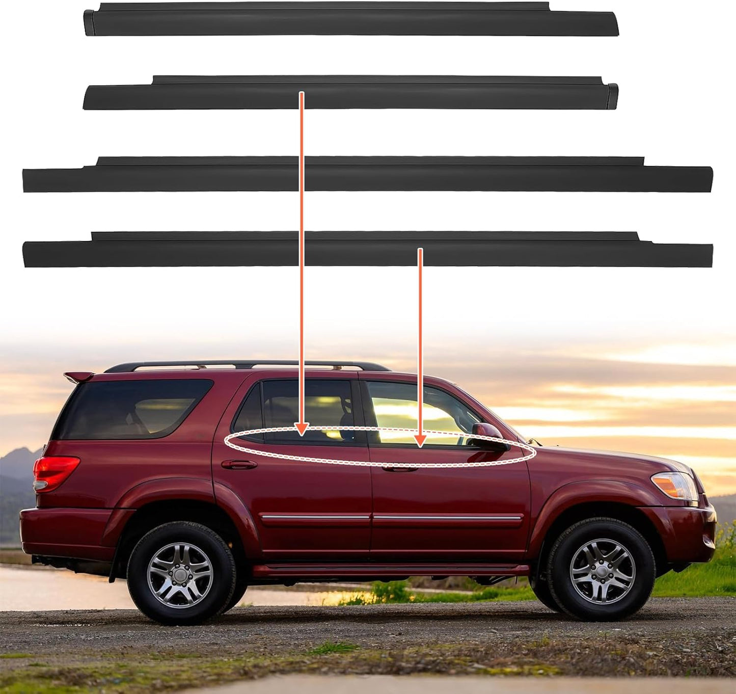ACLONG Weatherstrip Window Seal Kit for Toyota Sequoia 2001-2007