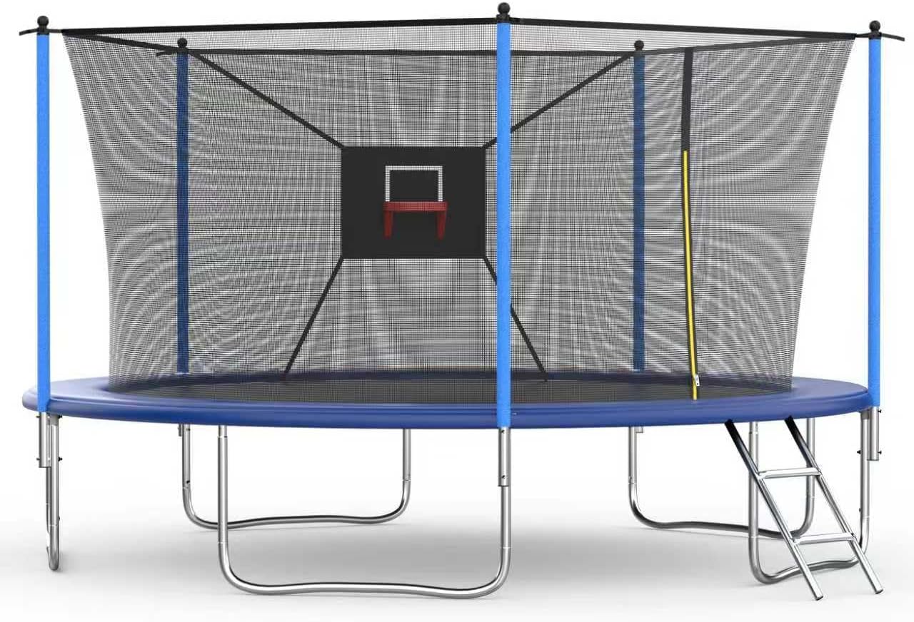 Outdoor Trampoline for Kids and Adults with Safety Enclosure