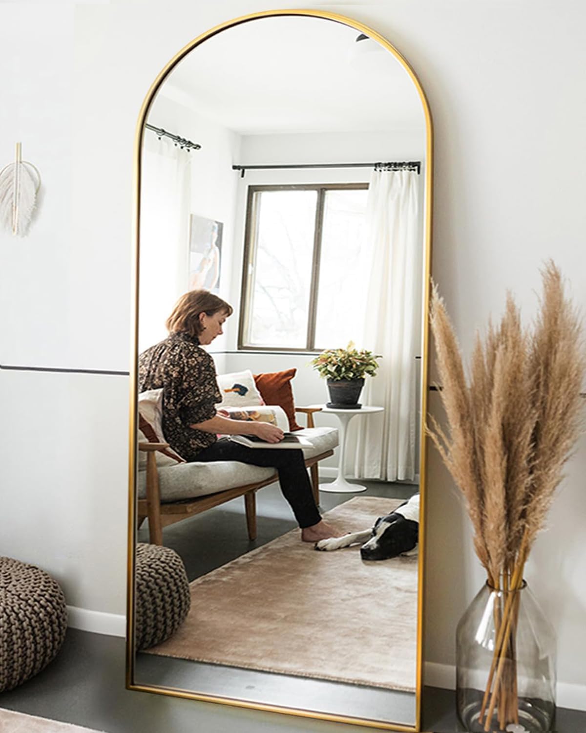 OGCAU Full Length Mirror with Arched-Top Design for Home Decor