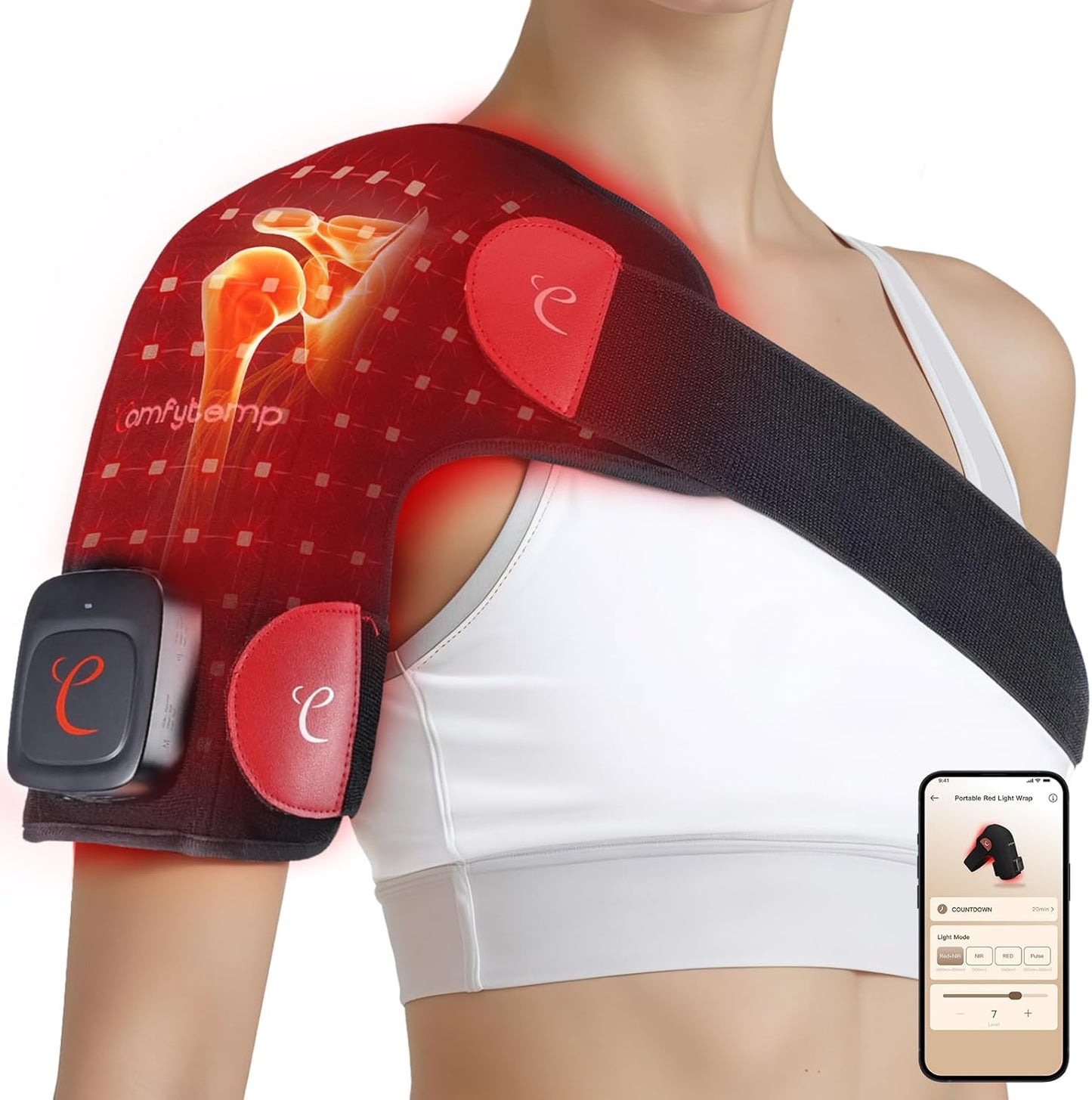 Comfytemp Cordless Red Light Therapy Wrap for Shoulder Pain Relief
