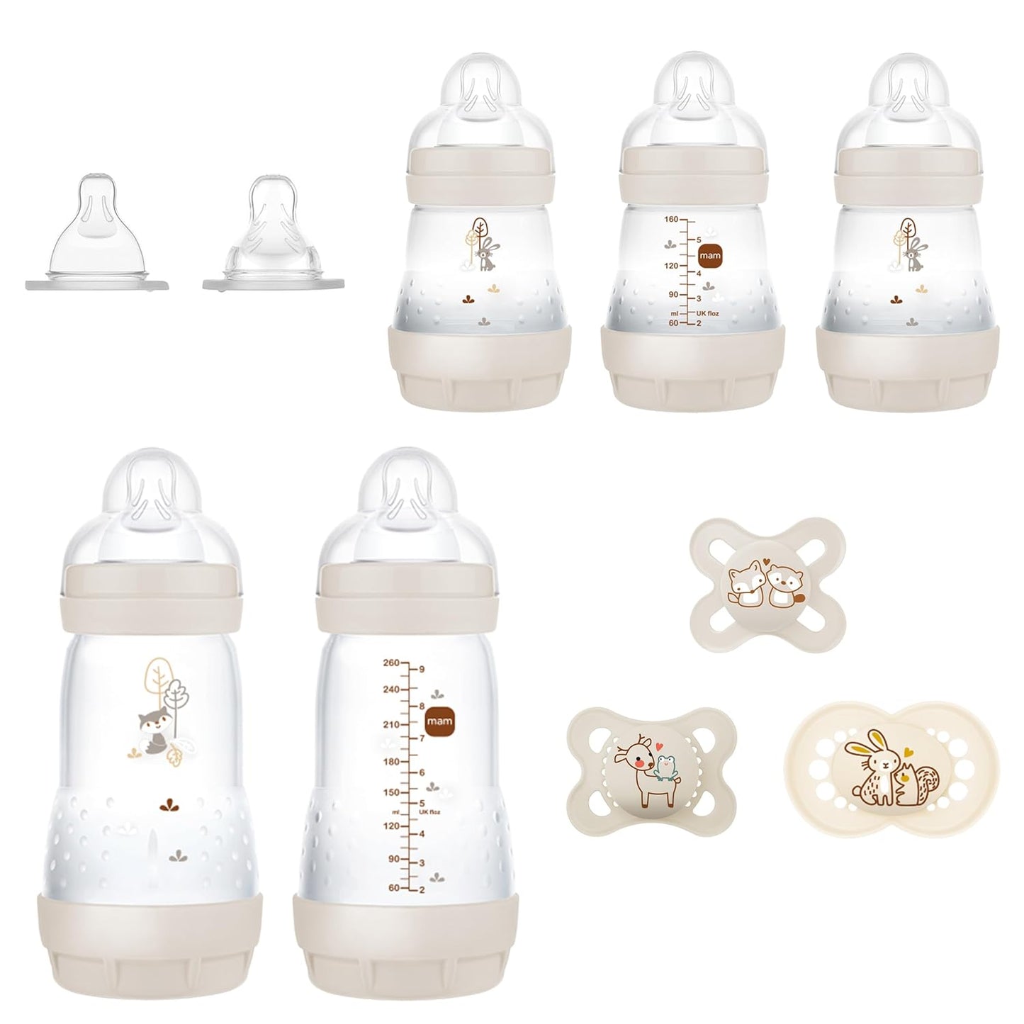10-Piece MAM Newborn Gift Set: Easy Start Anti-Colic Bottles & Pacifiers