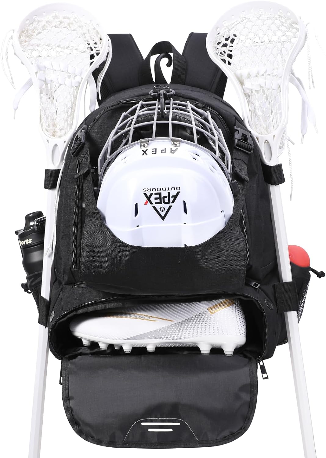 Large Lacrosse Backpack with Two Stick Holders and Shoe Compartment