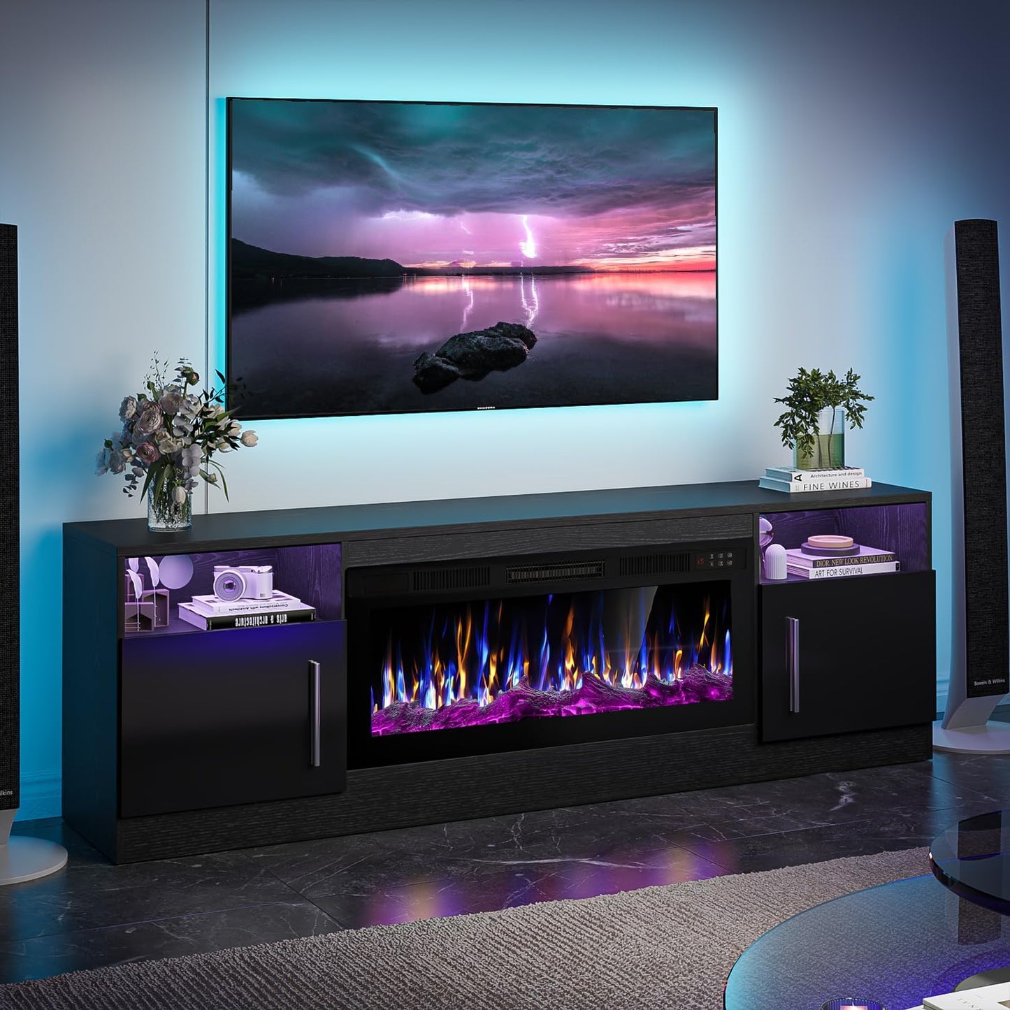VITESSE Electric Fireplace TV Stand for 80 inch TVs - Modern Design