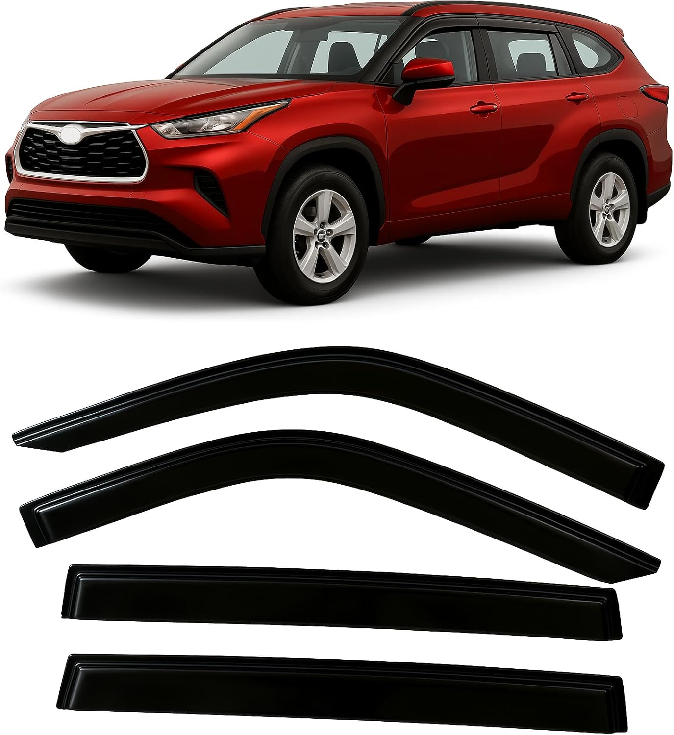 2020-2025 Tape-On Side Window Visor Deflectors for Toyota Highlander
