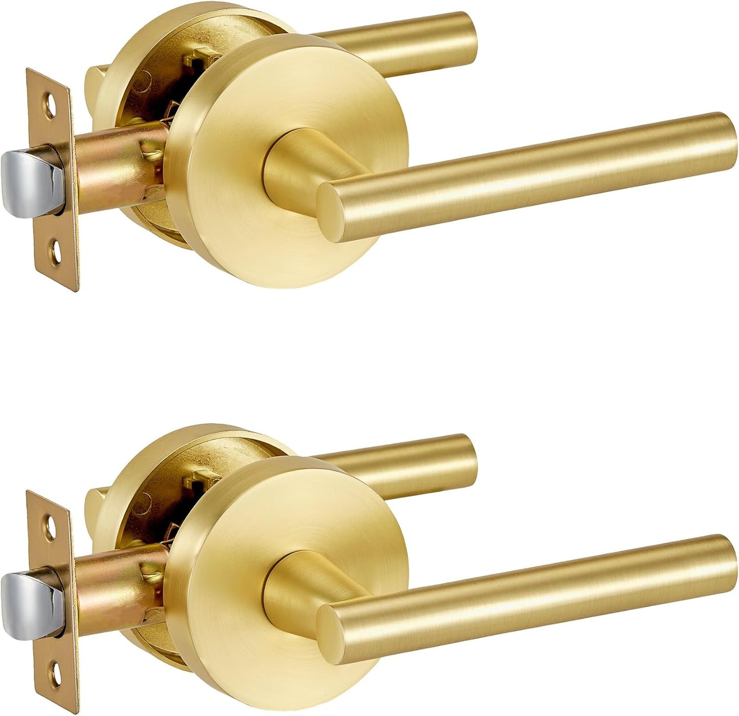 Gold Passage Door Handles for Closet and Hallway Use