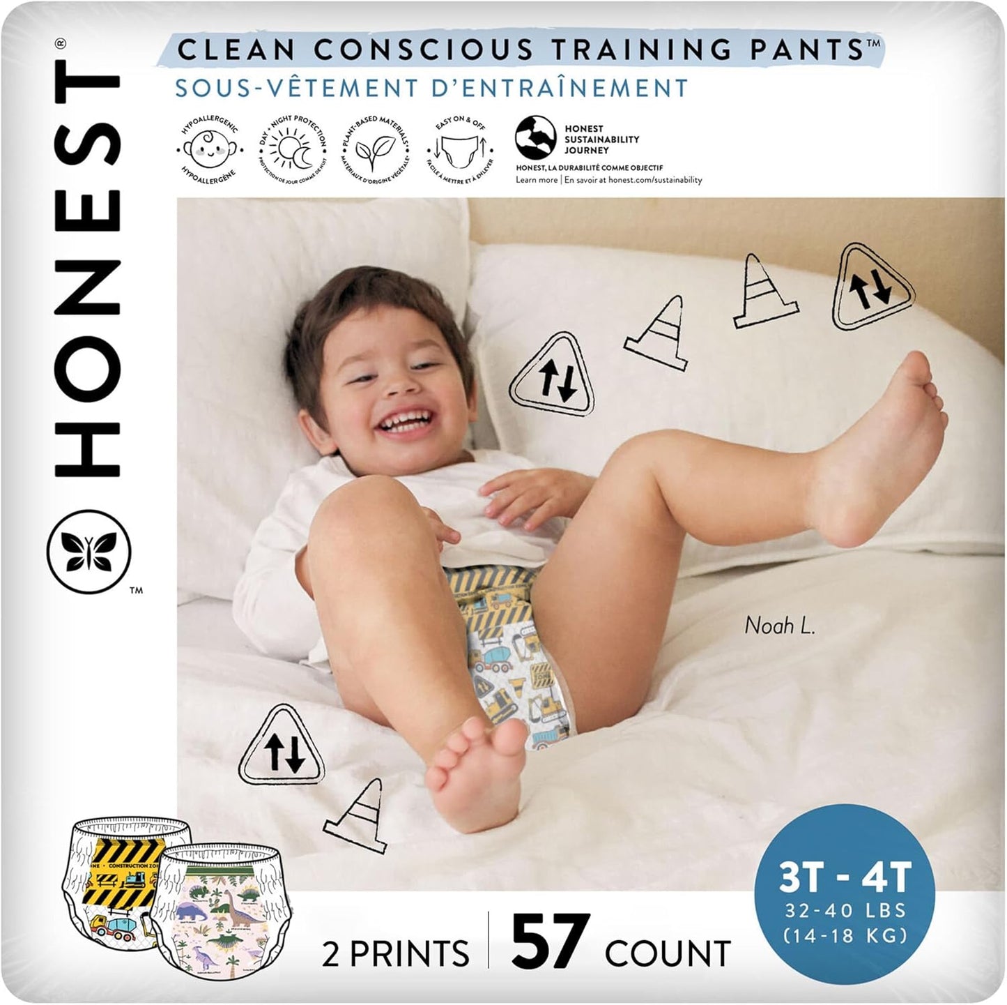 Plant-Based Training Pants | Rompin' & Stompin' Fun | Size 3T/4T, 57 Count