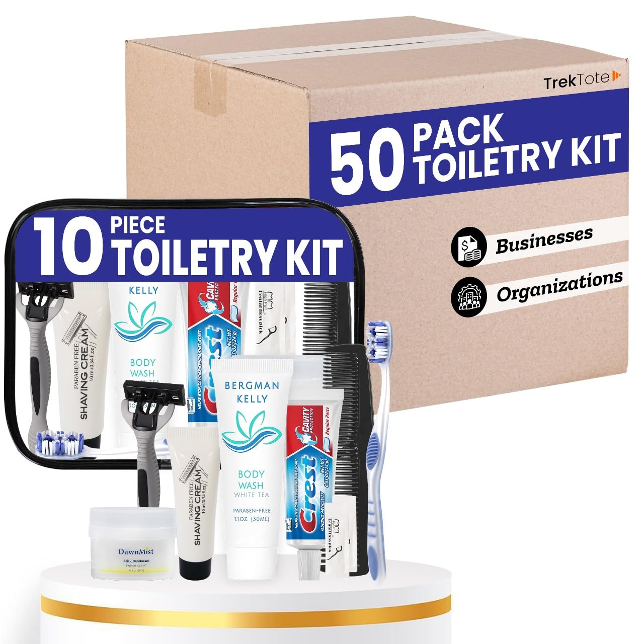 Trektote Bulk Hygiene Kit for Men and Women - 50 Pack Essentials