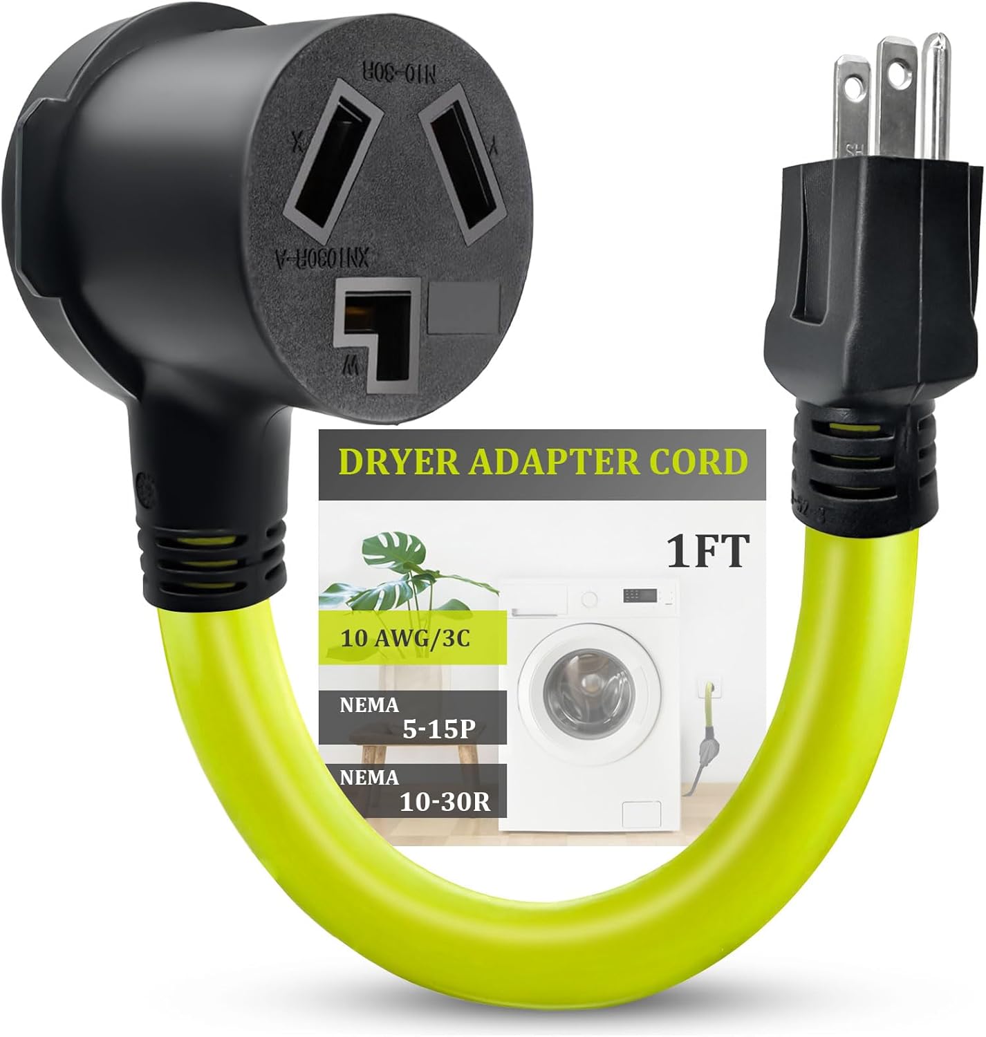 Upgraded NEMA 5-15P to 10-30R Adapter Cord for 120V Devices