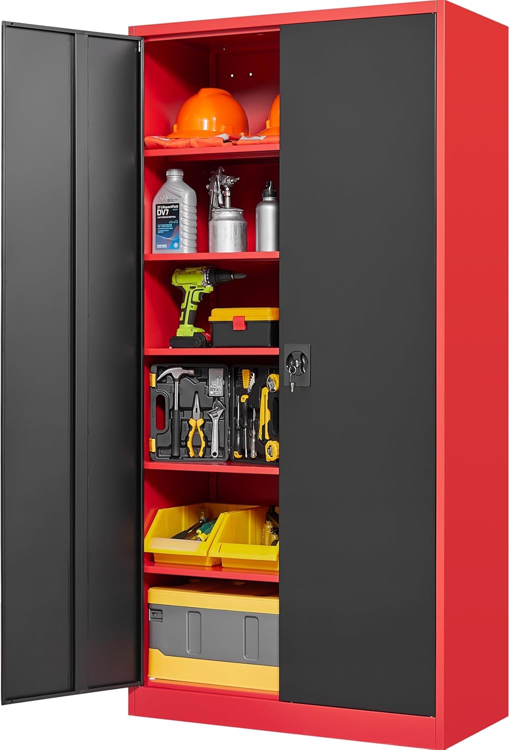 SISESOL Wide & Deep Metal Storage Cabinet with Lock & Shelves