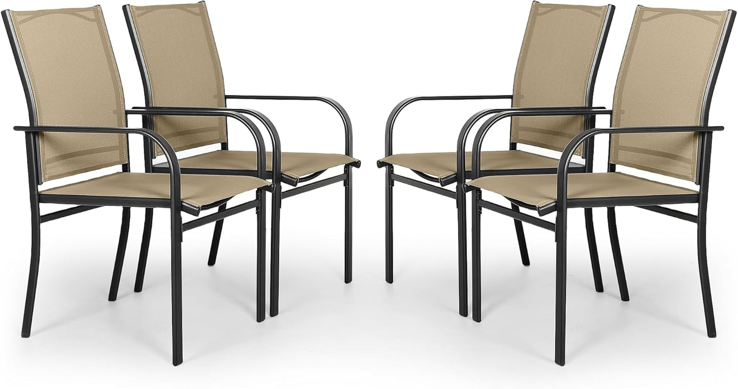 Outdoor Wrought Iron Dining Chairs Set of 4 for Patio Use
