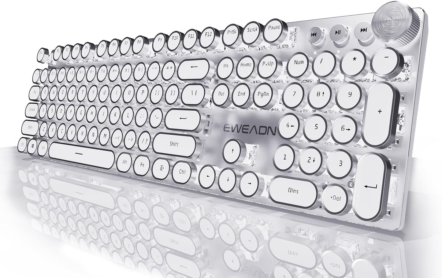 EWEADN Typewriter Gaming Keyboard - Backlit Pink Switch
