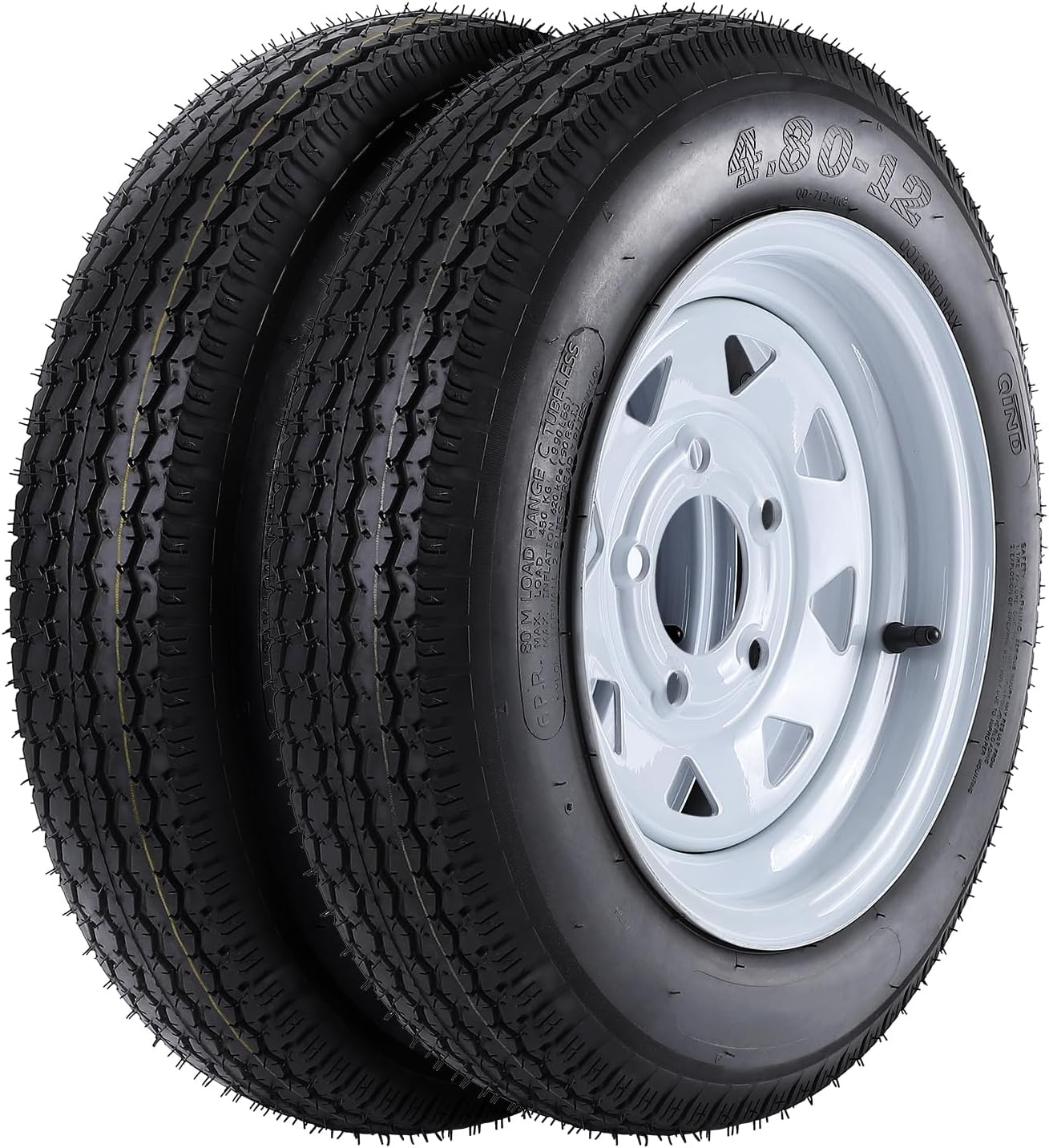 2 Pack 4.80x12 Trailer Tires with Rims for Utility Trailers