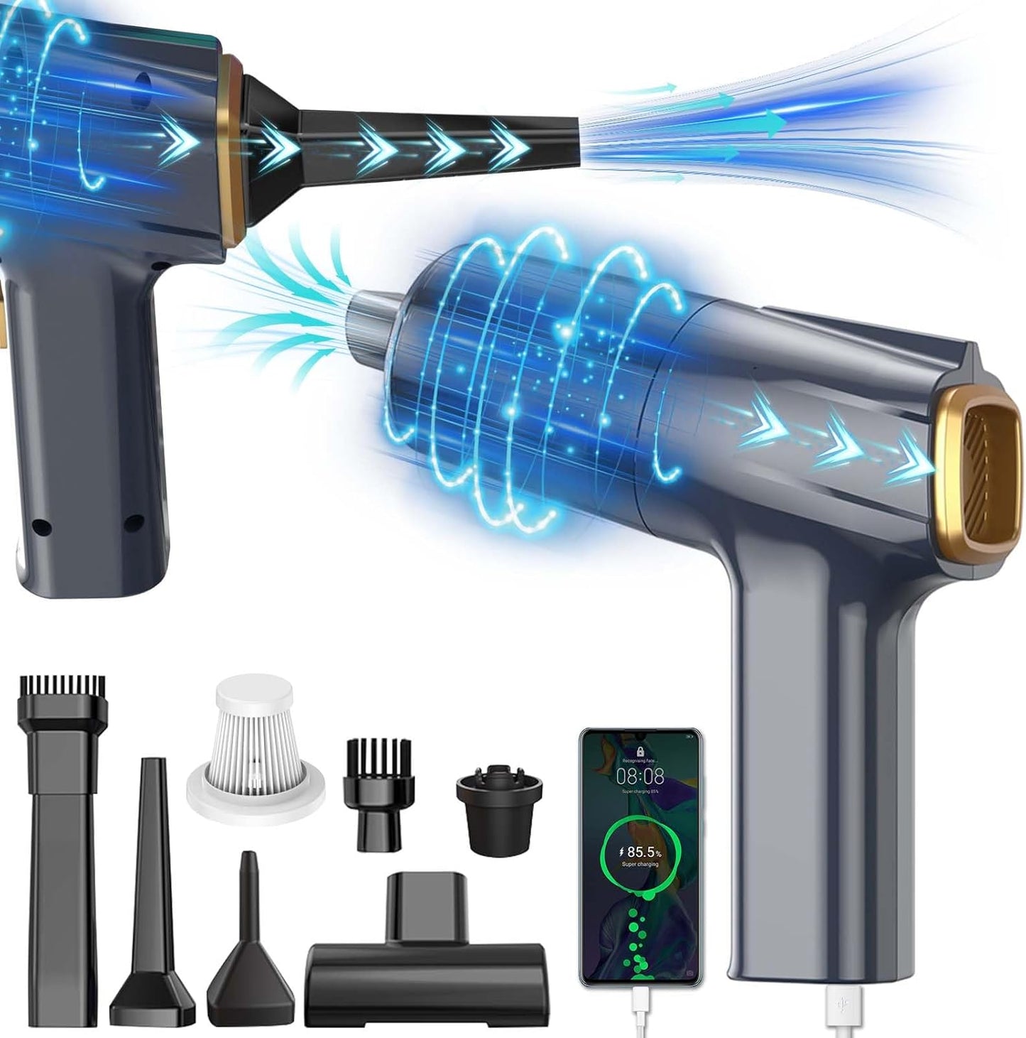 TekkPerry Car Vacuum: High Power 12000PA Suction