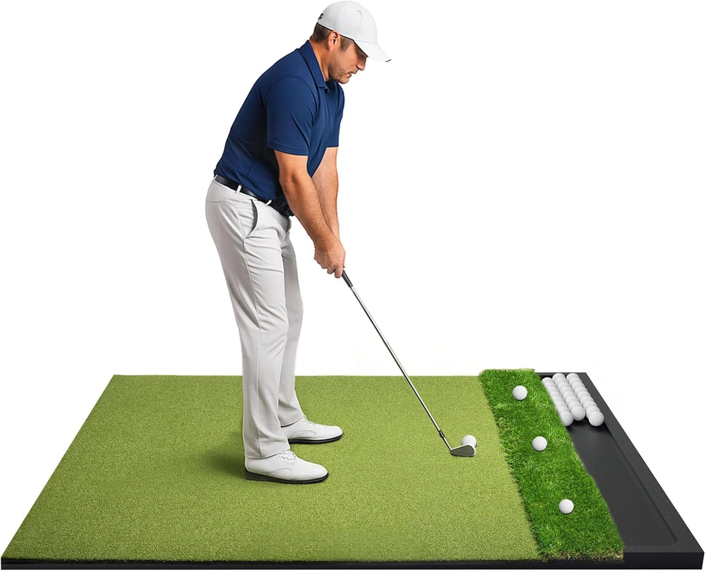 Golf Hitting Mat with Ball Tray for Indoor & Outdoor Training