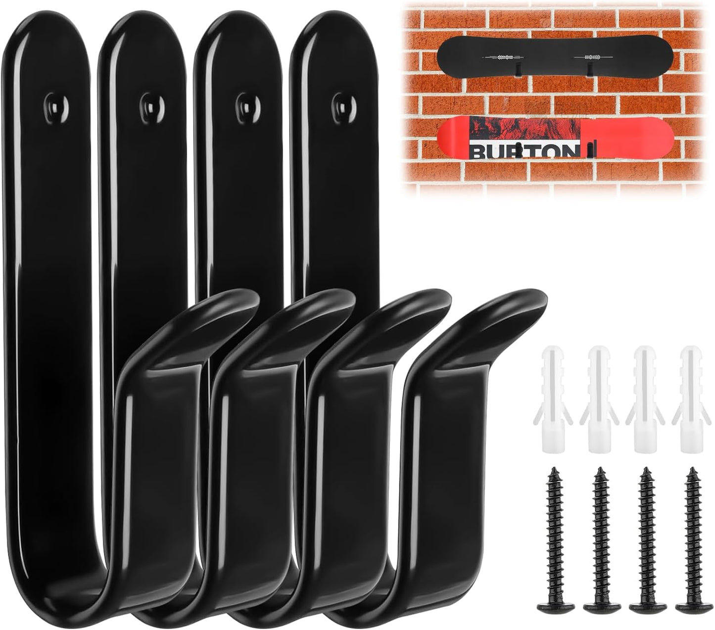 Space-Saving Snowboard Wall Mount: ZWIN Set of 4