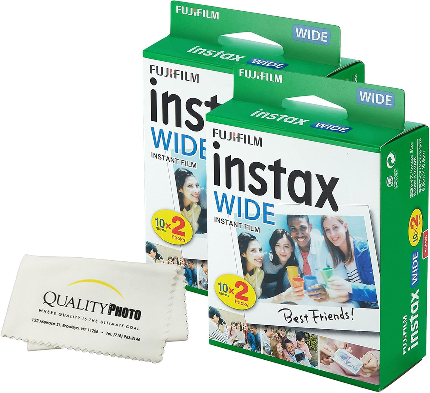 Vibrant Fujifilm Instax Wide Film 40 Shots + Cloth