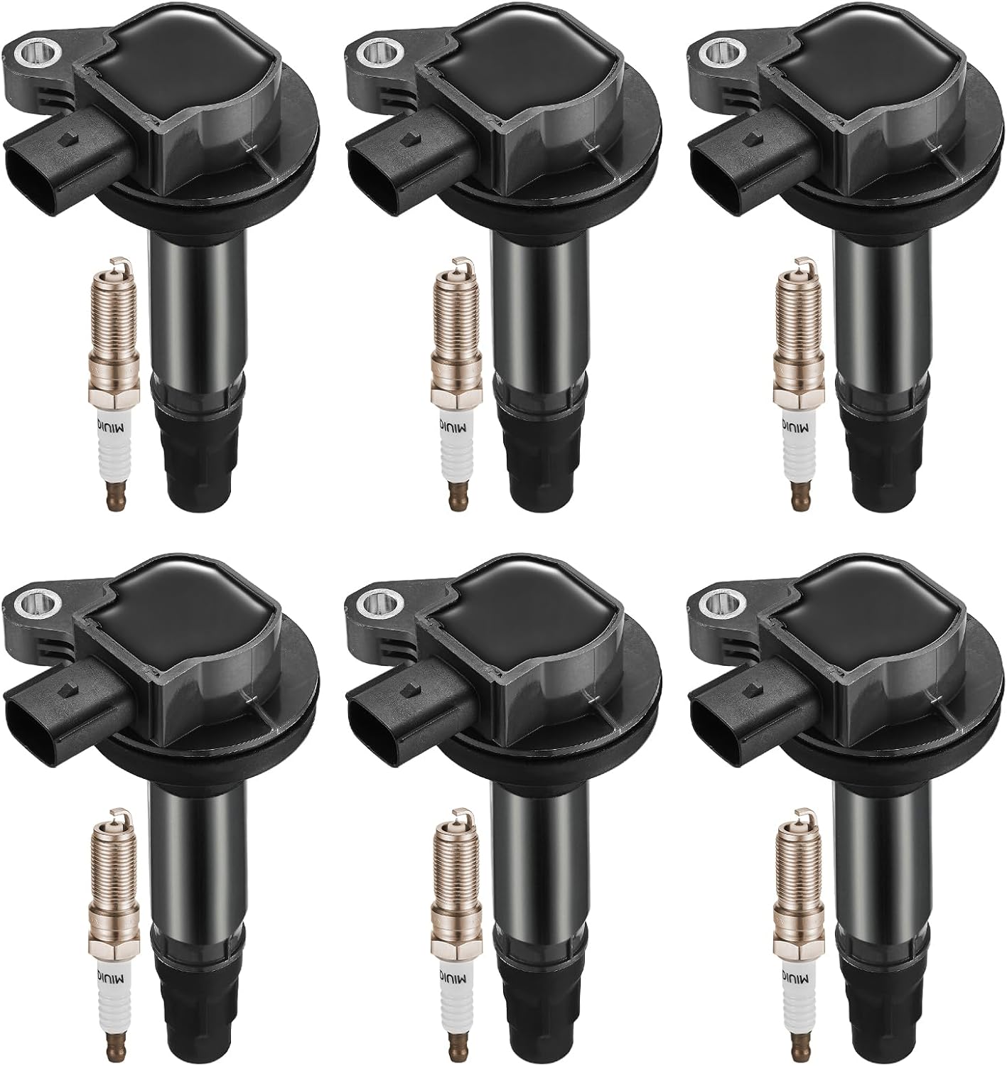 Set of 6 UF553 Ignition Coil Pack and 5019 Spark Plugs for Ford