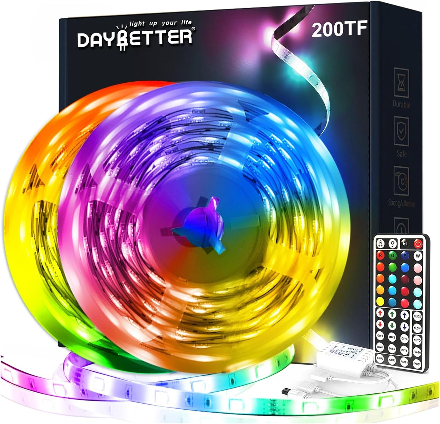 DAYBETTER 200ft RGB Led Strip Lights for Colorful Home Decor