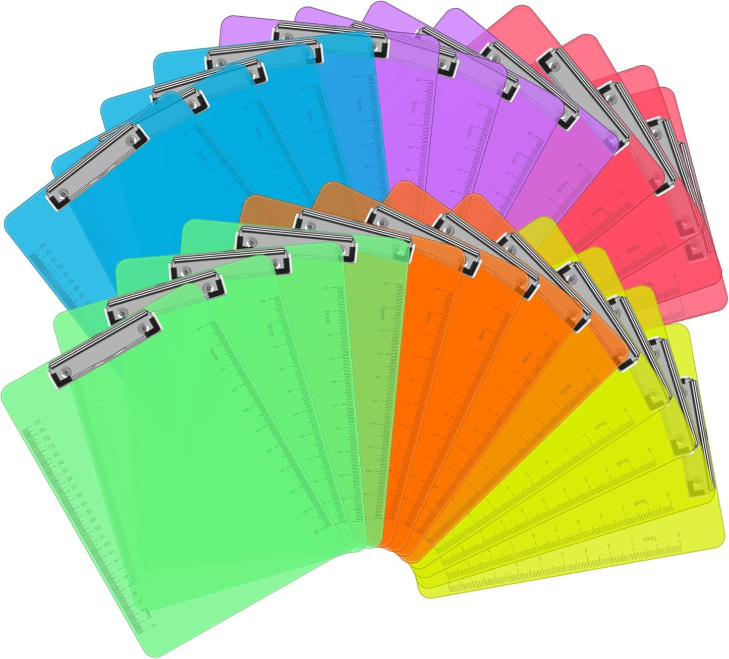 PANDRI 24 Pack Clear Colored Clipboards for Office and Classroom