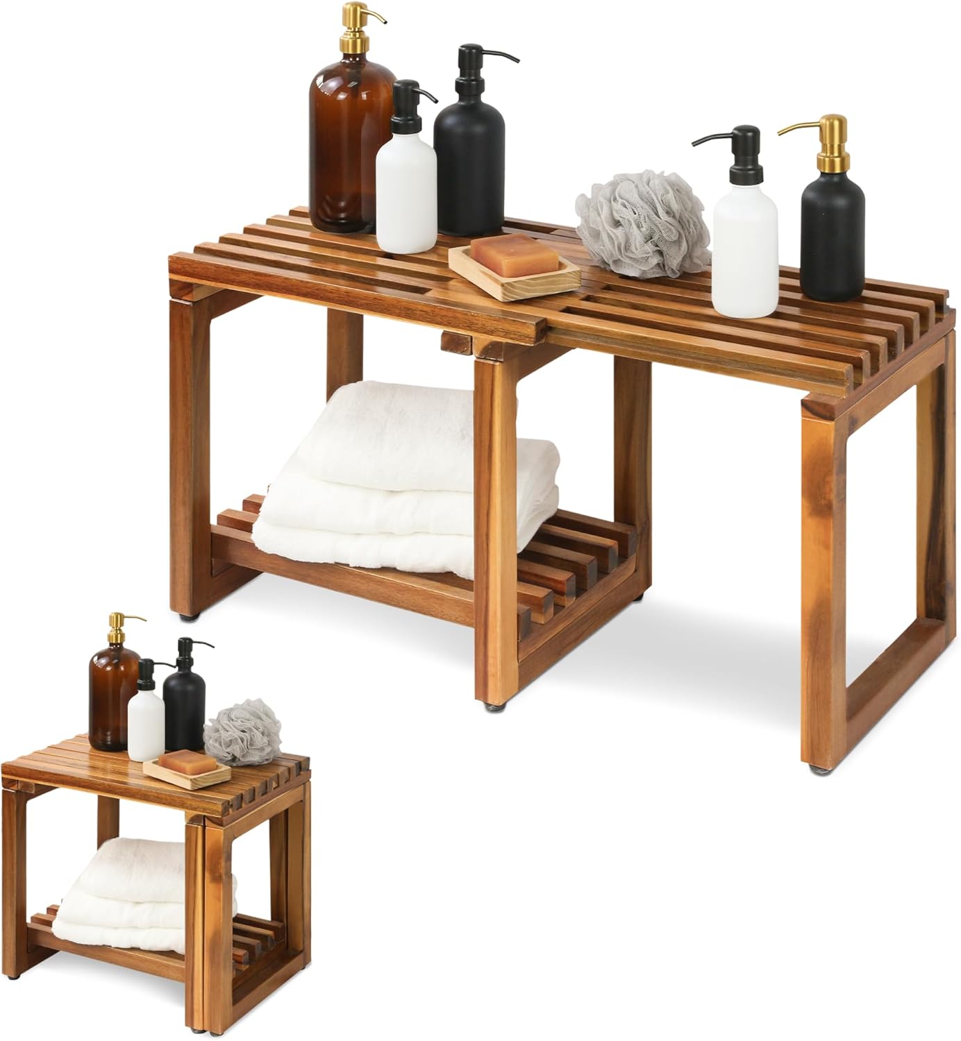 ENKEZI 29 Waterproof Shower Stool with Storage Shelf