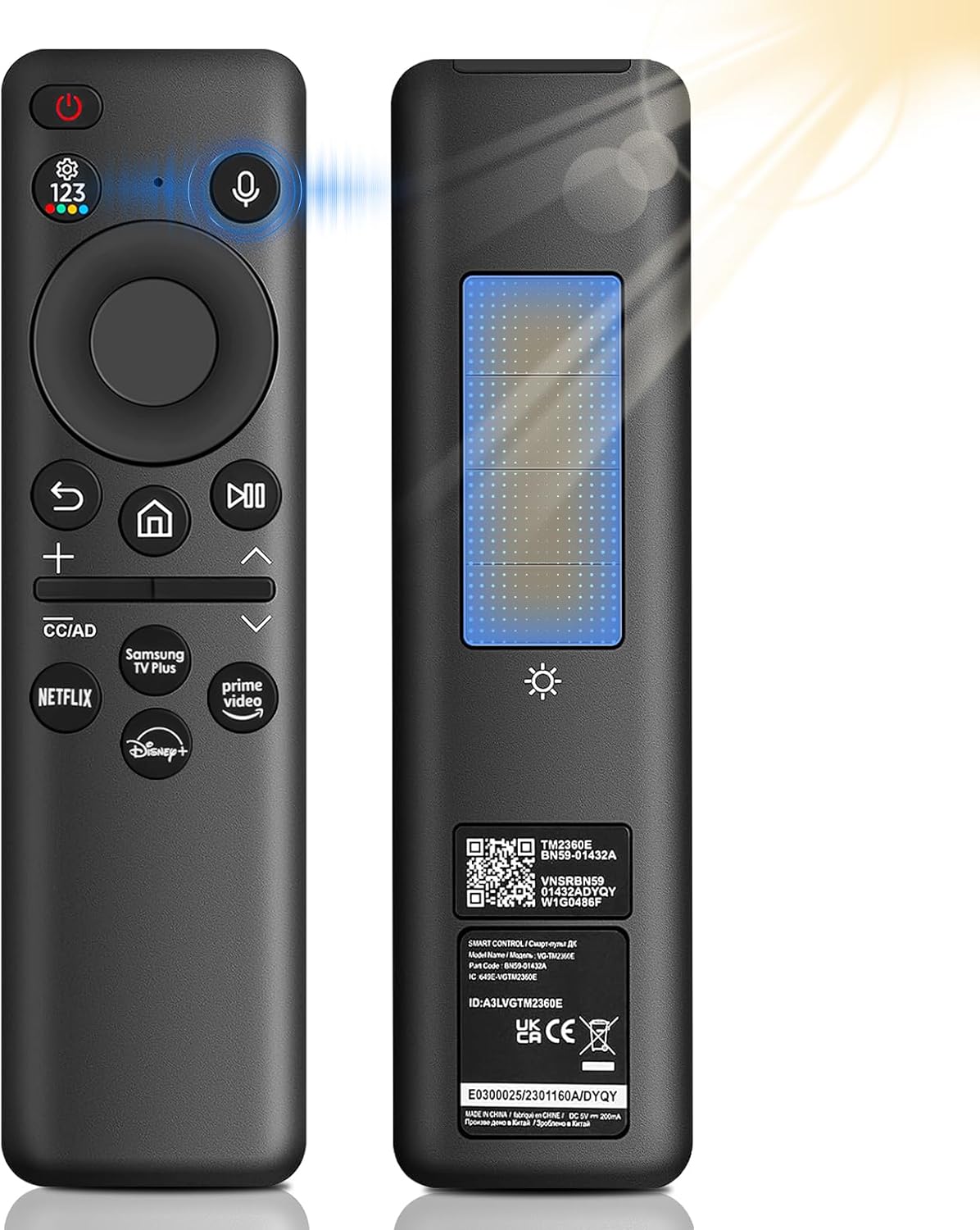 Solar Voice Remote for Samsung TV - Bluetooth Rechargeable
