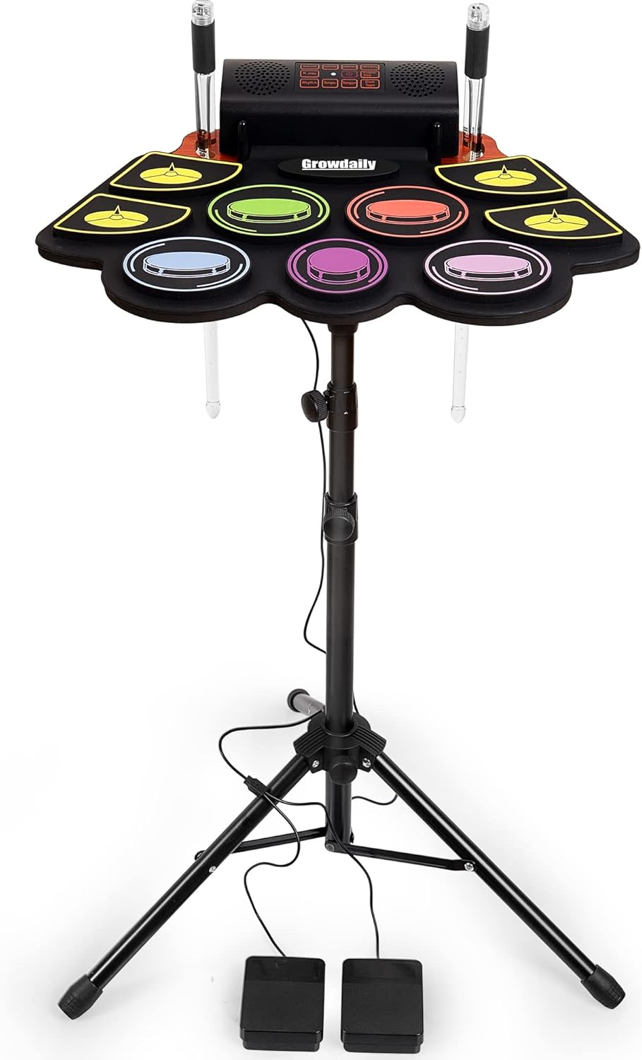 Electric Kids Drum Set with Light Up Sticks and MIDI Features