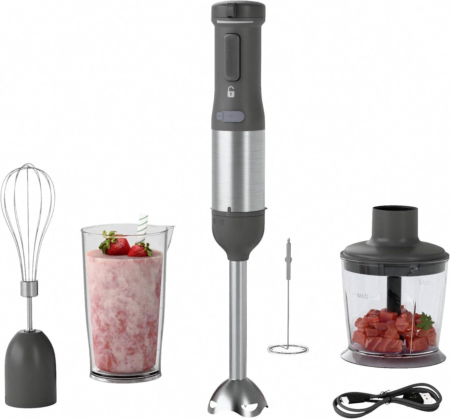 Cordless Immersion Hand Blender with 5-in-1 Functionality