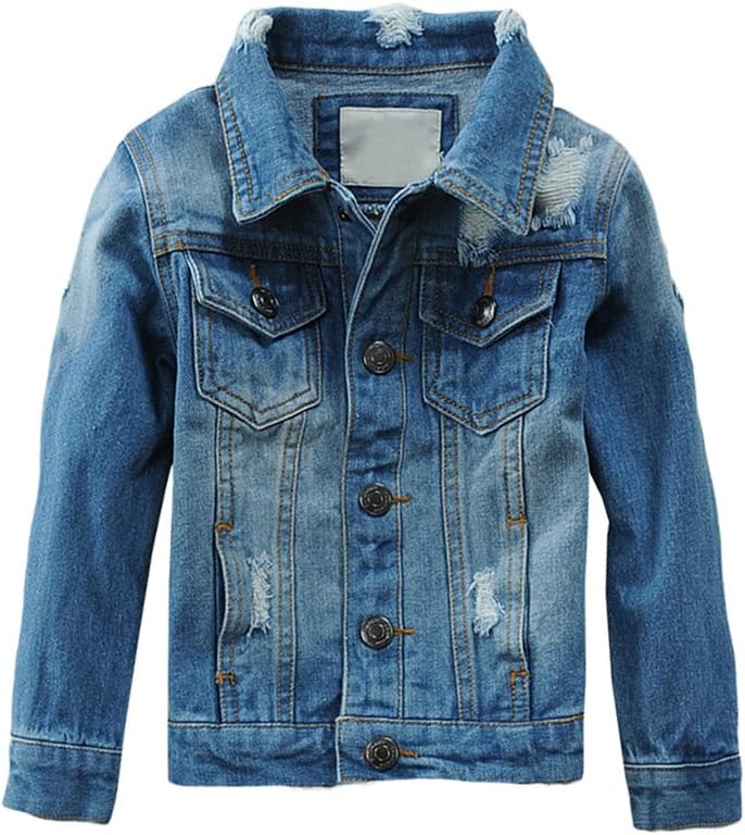 Mallimoda Kids Hooded Denim Jacket for Boys and Girls Outerwear