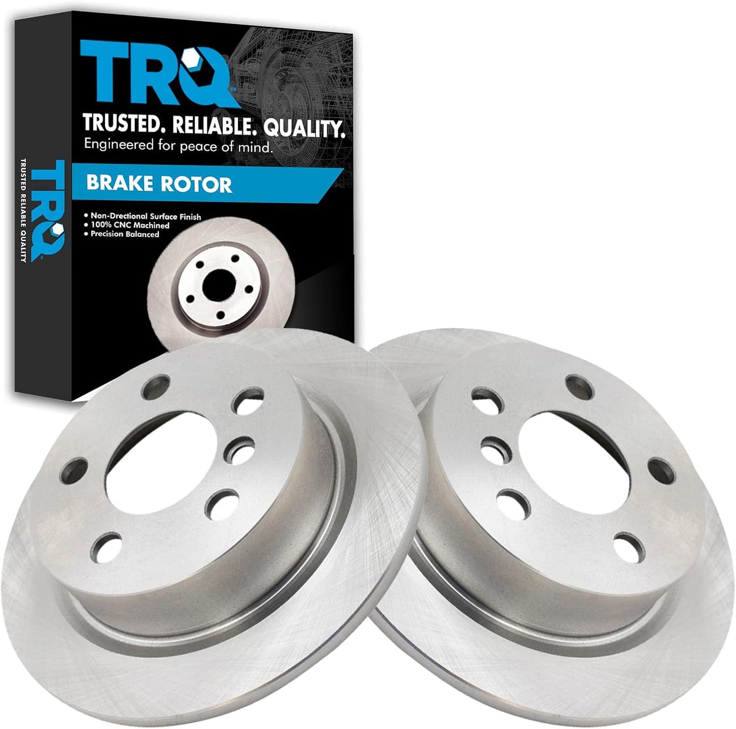 TRQ Rear Brake Rotors Set Solid for 2014-2024 Mini Cooper