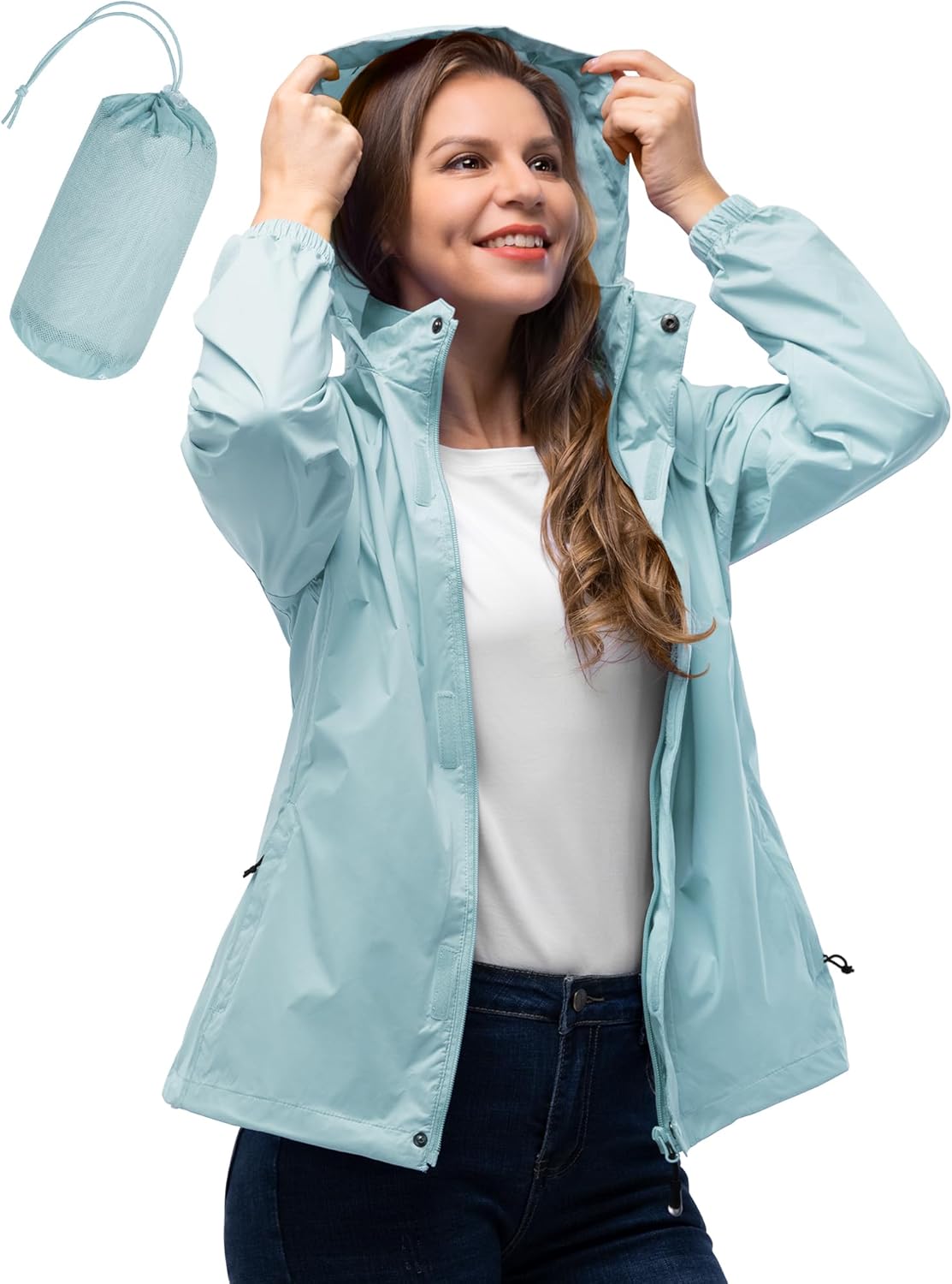 33,000ft Women's Rain Jacket Lightweight Packable Windbreaker