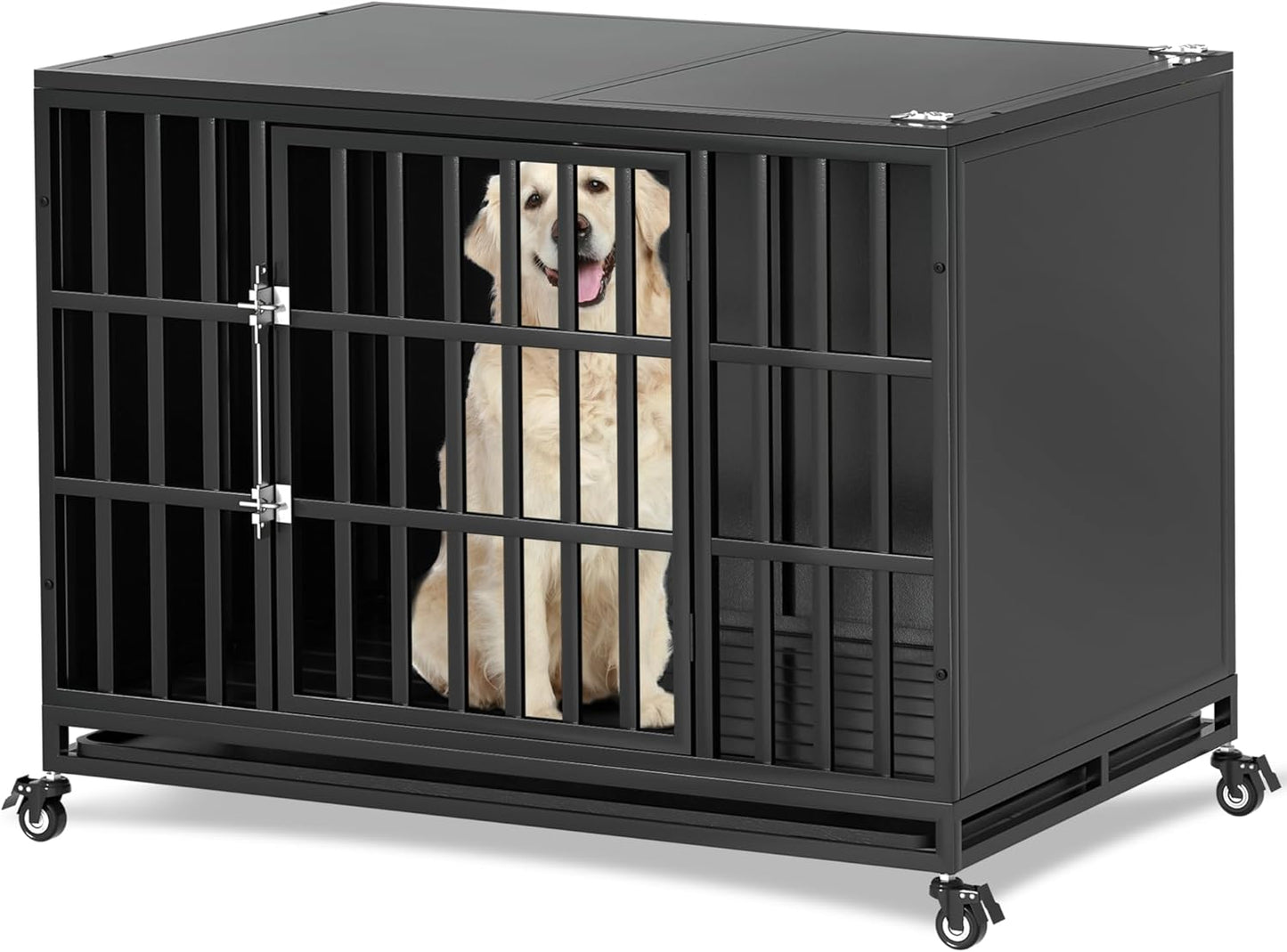 42 Inch Heavy Duty Dog Crate with Self-Locking Latch for Pets