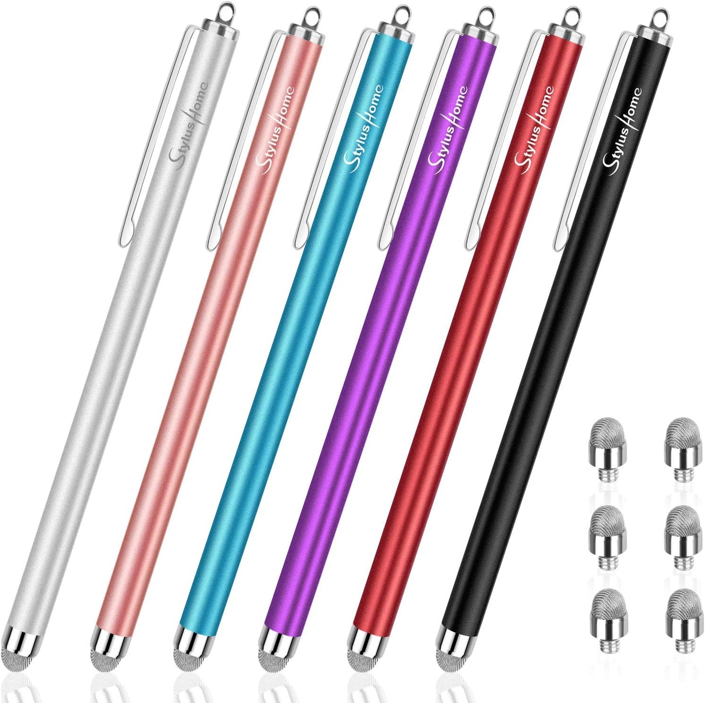 Enhanced Sensitivity Stylus Pens x6 with Replaceable Tips - STYLUSHOME