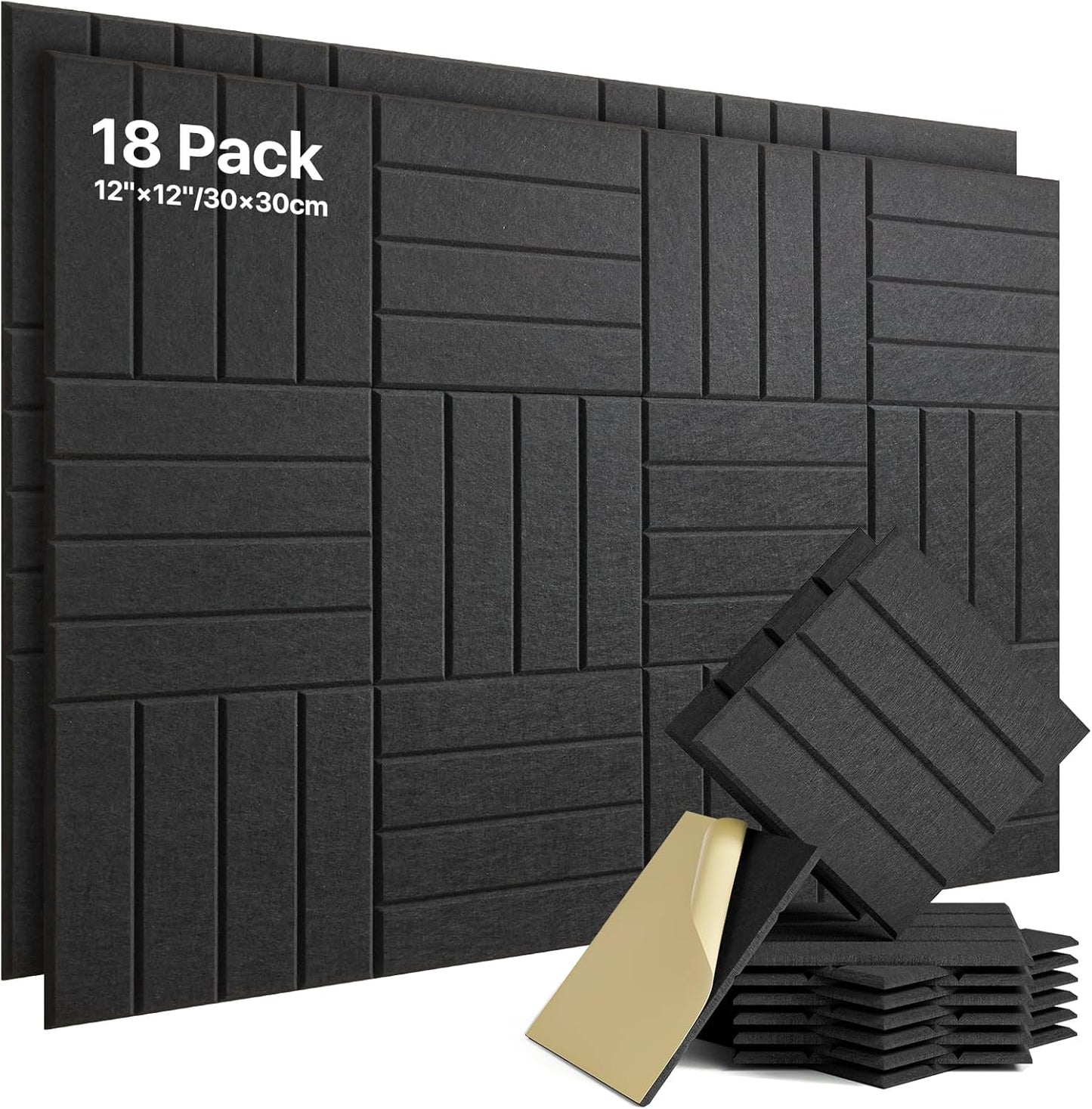 18 Pack Sound Proof Foam Panels for Walls, Self-Adhesive Acoustic