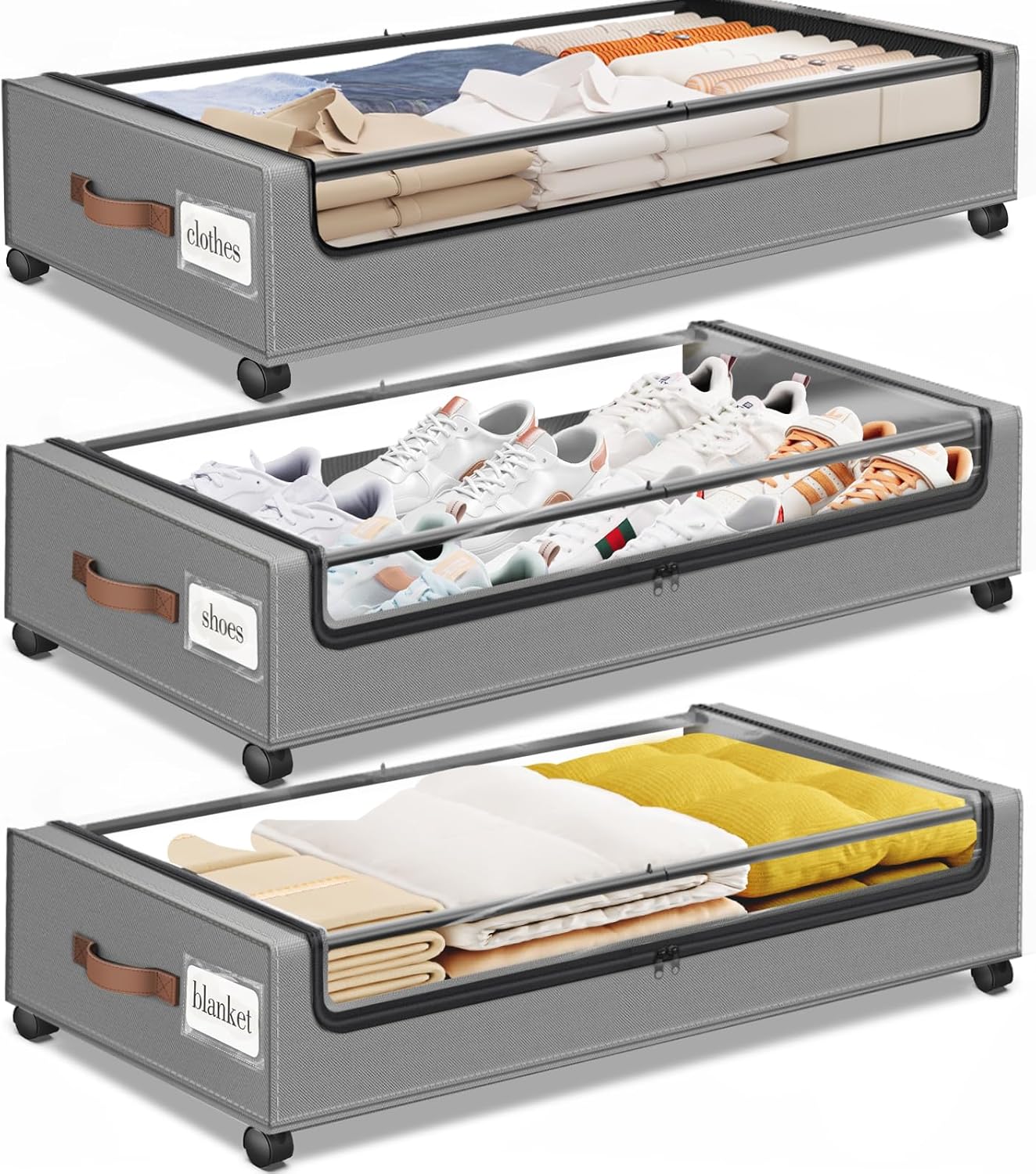Under Bed Storage with Wheels for Clothes and Shoes - Large Capacity