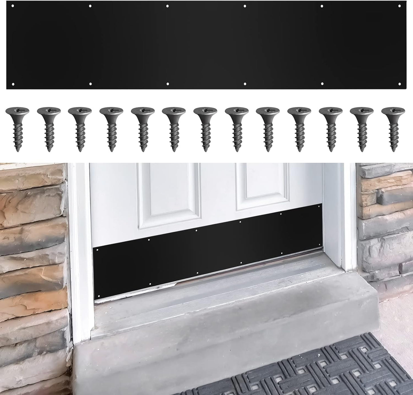 Dunzy Door Kick Plate for Protection and Style in Black Color