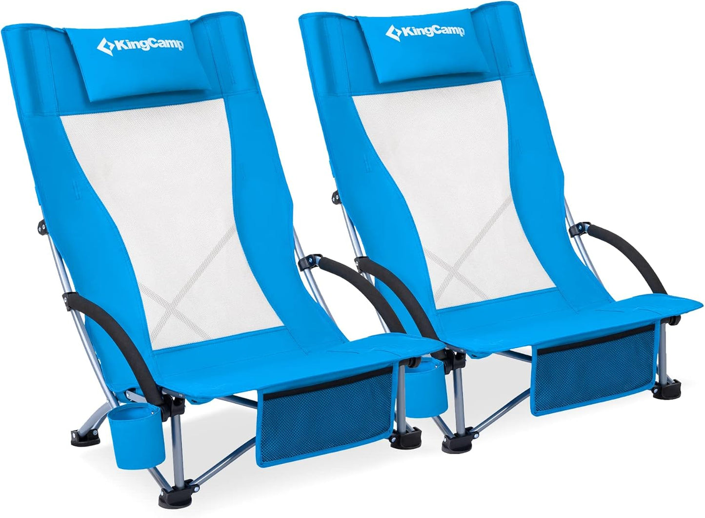 KingCamp 2 Pack Beach Chairs - High Back, Portable, Lightweight