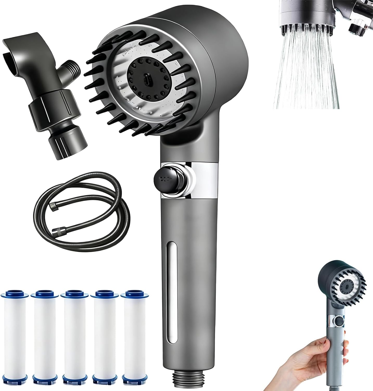 Ion Drops Filtered Shower Head with Handheld and High Pressure