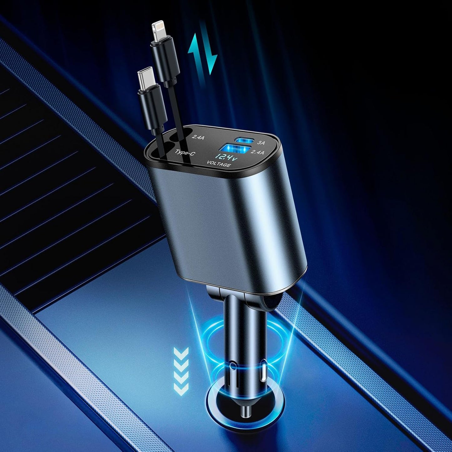 66W Fast Car Charger: Retractable, Efficient Charging