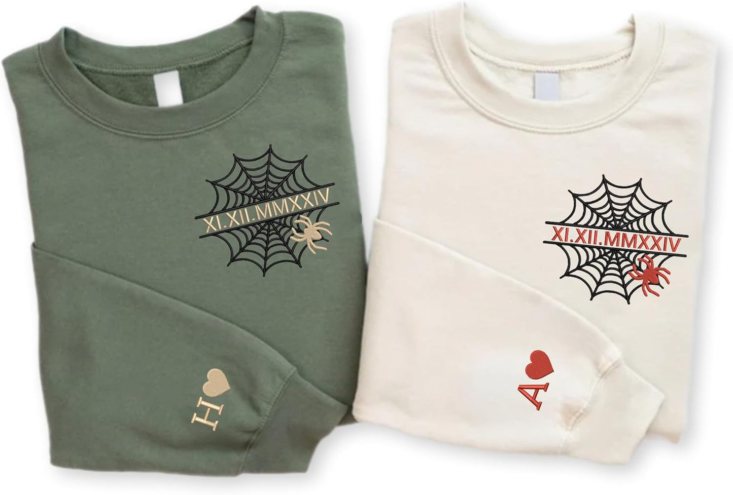 Custom Spider Web Sweatshirt Set for Couples