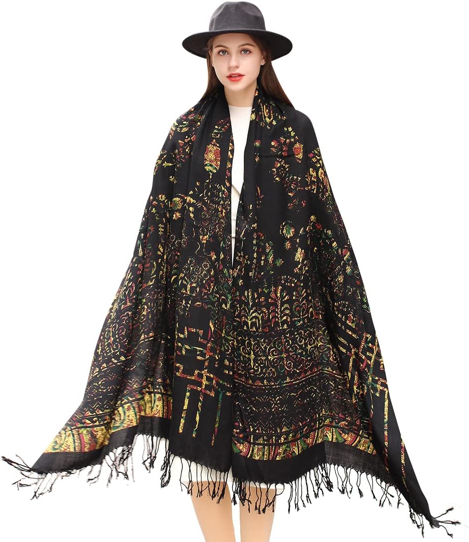 DANA XU 100% Merino Wool Pashmina Shawl for Women, Luxurious Wrap