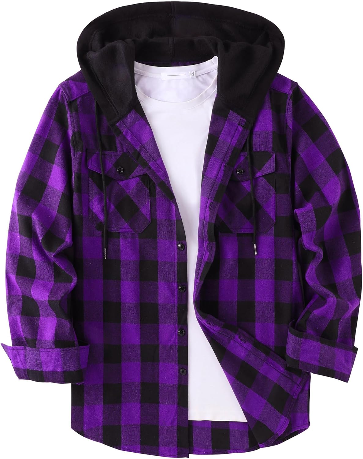 ZITY Men's Flannel Hoodie Shirt for Casual Stylish Wear