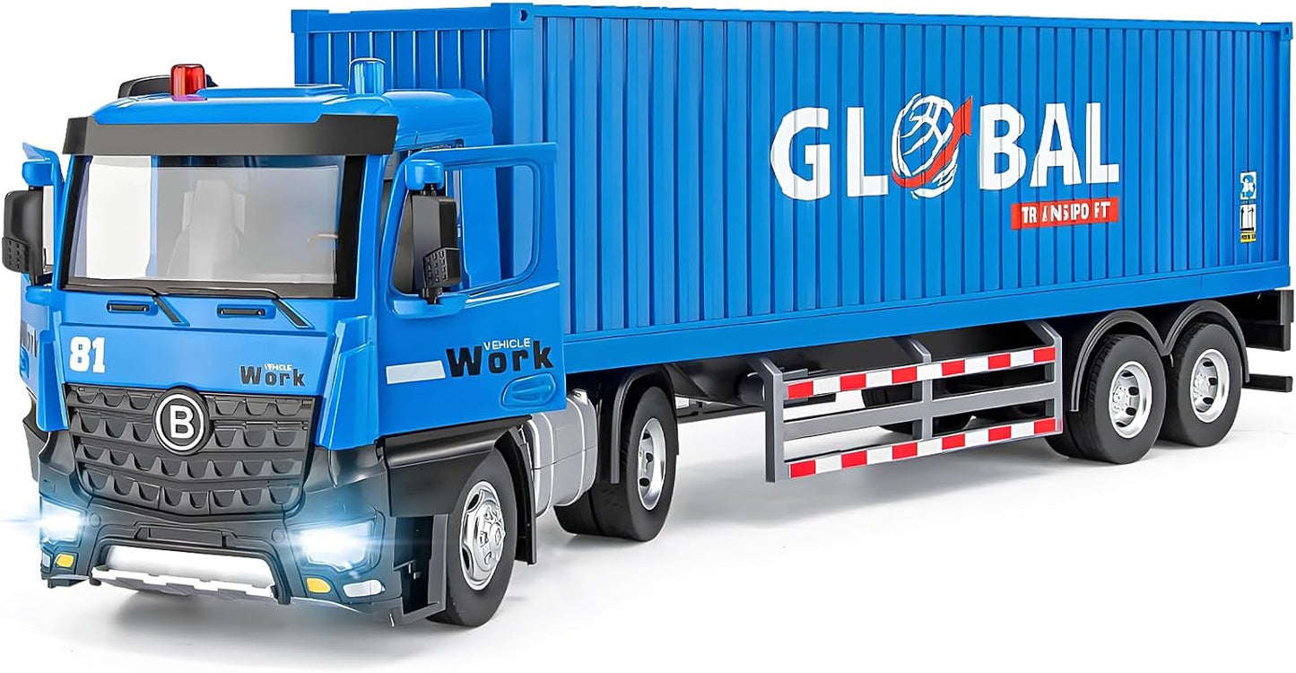 Semi Truck Toy with Metal Cab and Lights for Kids 16.5 in