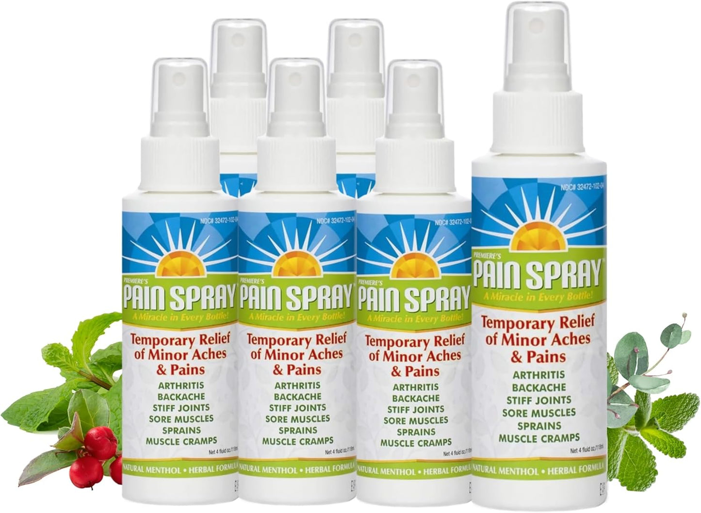 Premiere's Pain Spray for Joint and Muscle Pain Relief - Six Pack