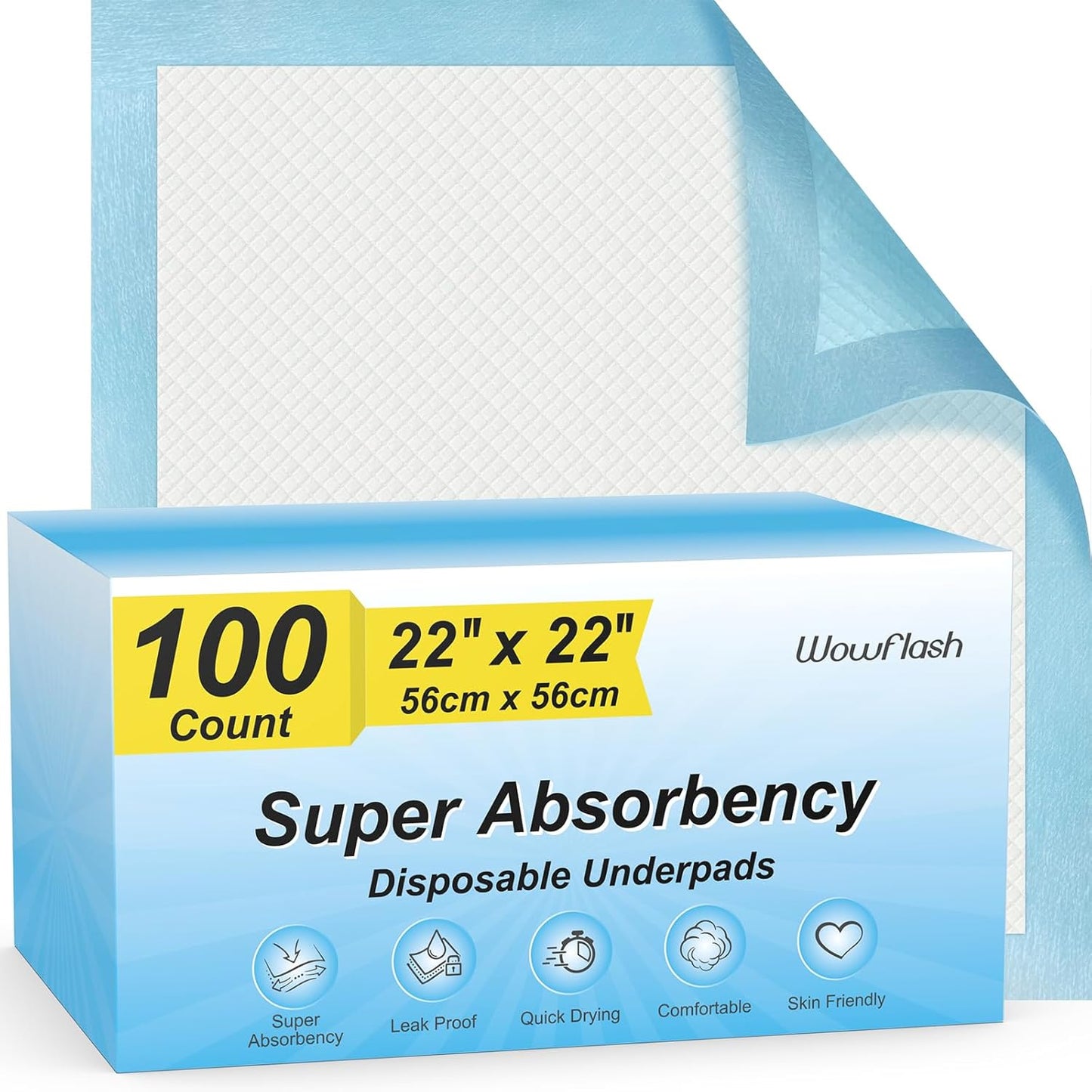 Super Absorbent 22x22 Disposable Underpads - Quick Drying, Leakproof