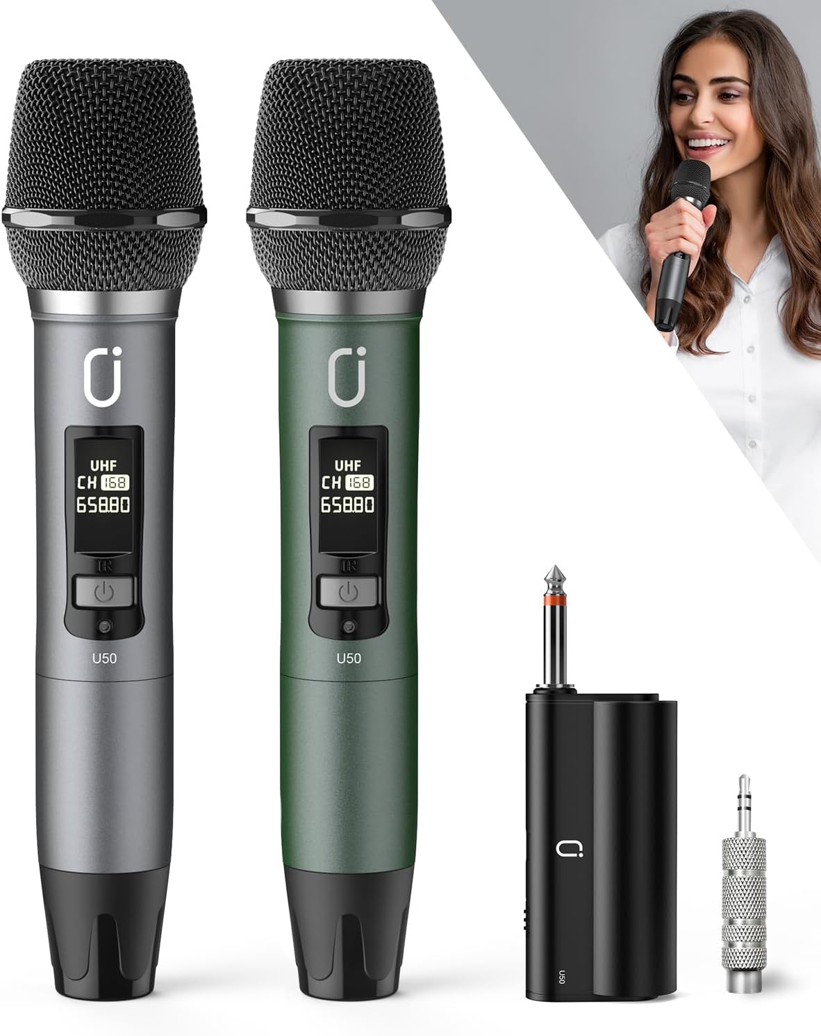 Dynamic Dual Wireless Microphones Set - Perfect for Karaoke & Events!