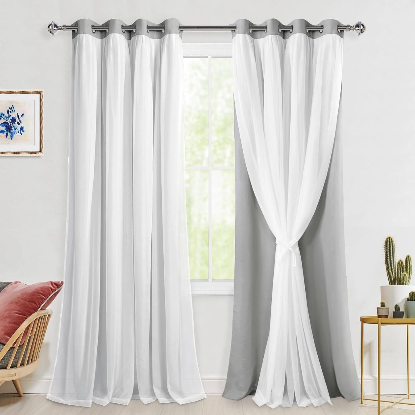 Hiasan Blackout Curtains with Sheer Overlay for Elegant Rooms
