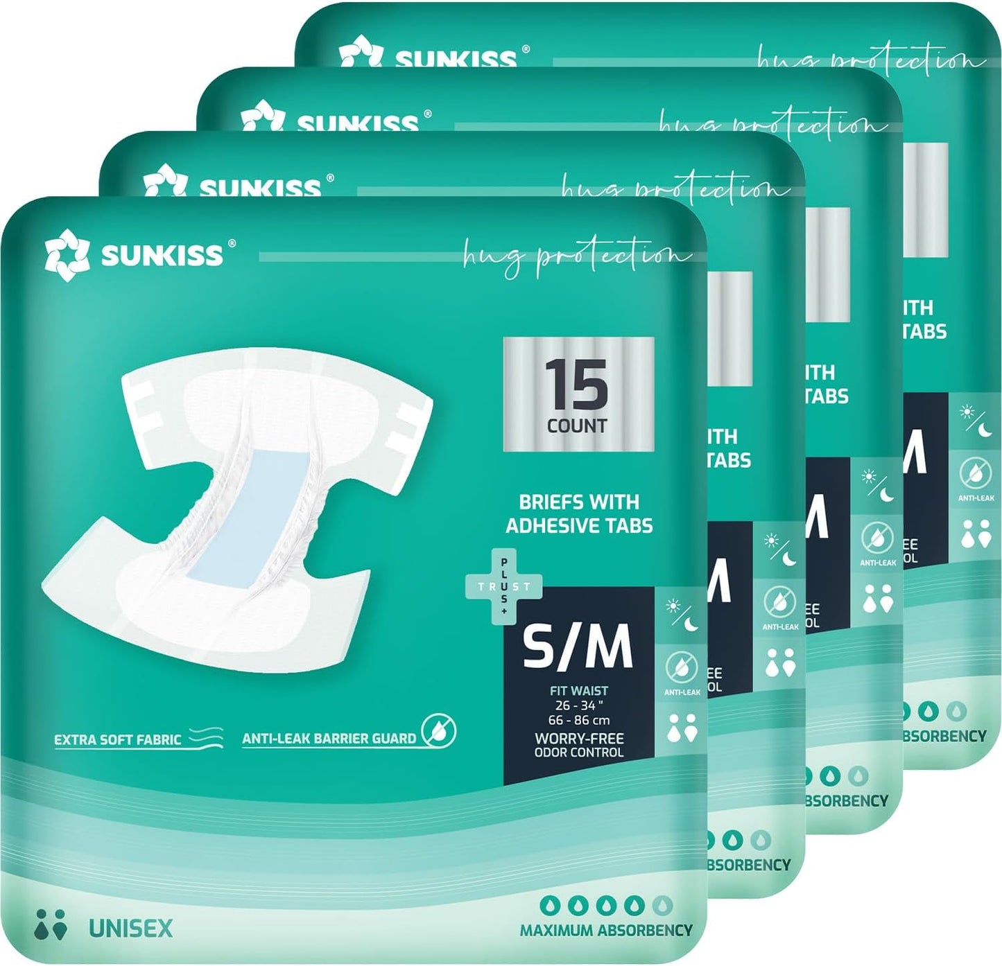 SUNKISS TrustPlus Adult Diapers - Maximum Overnight Absorbency!