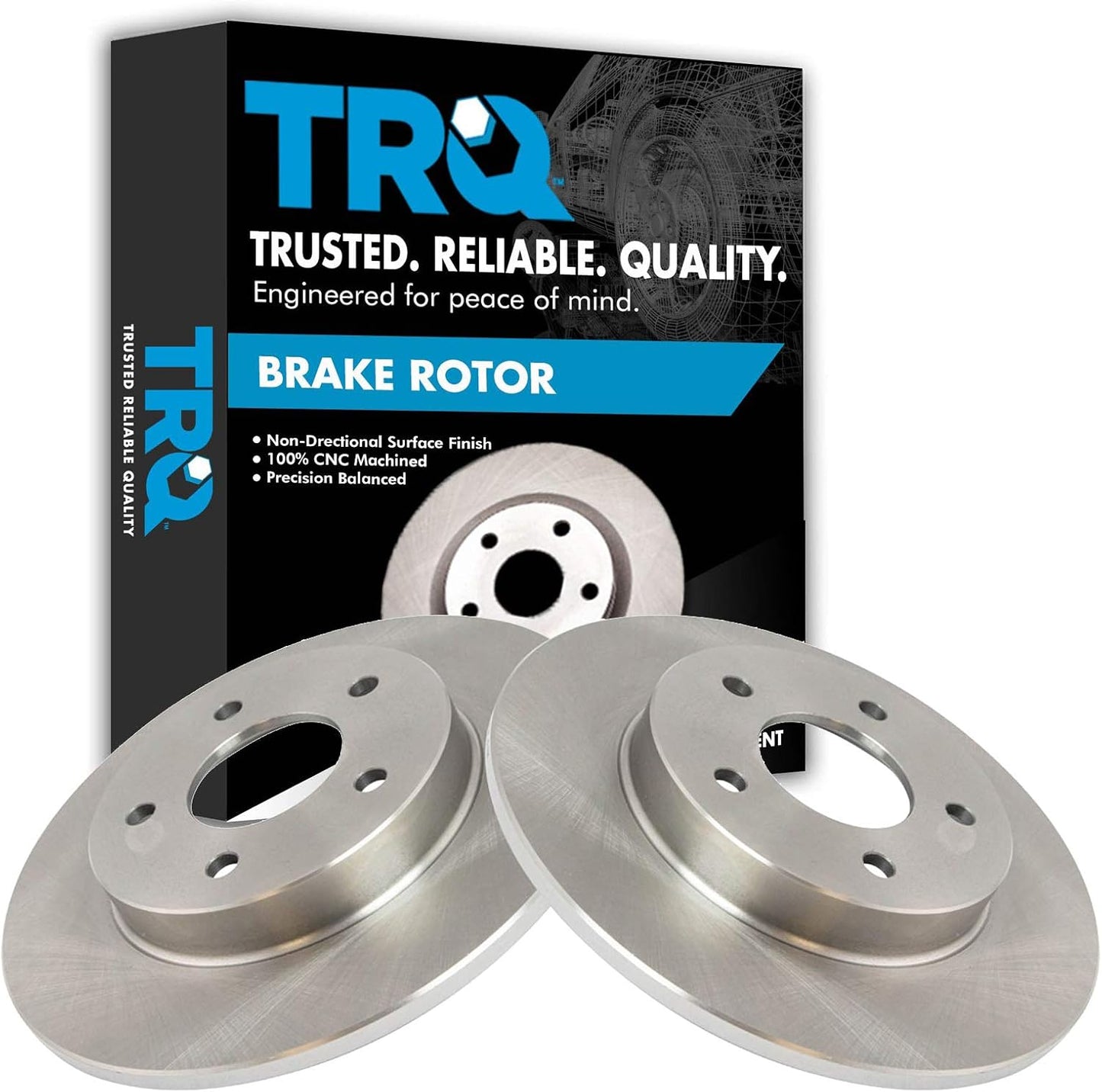 TRQ Rear Disc Brake Rotor Pair Set for Cadillac Vehicles