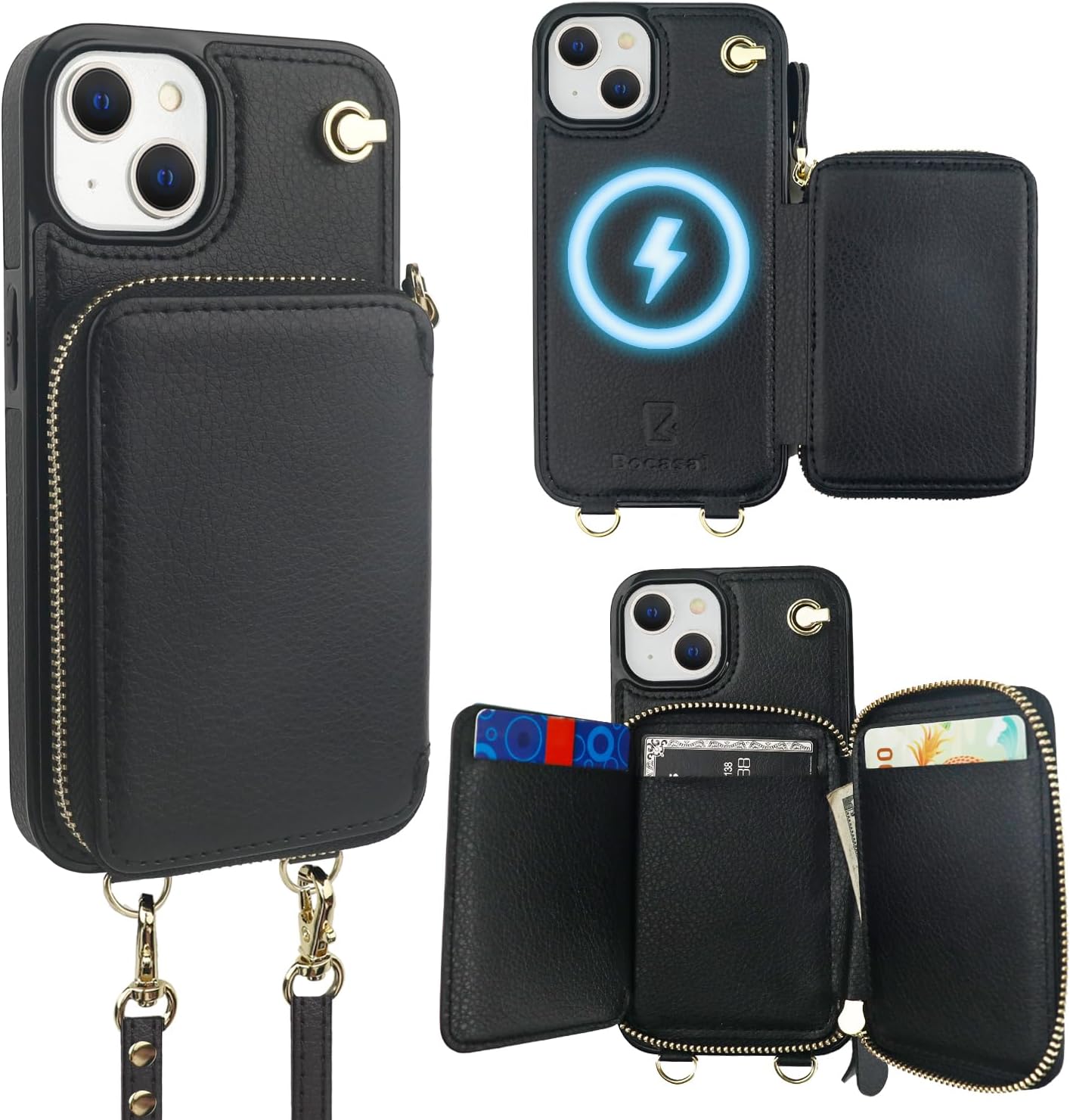 Bocasal MagSafe Crossbody Wallet Case for iPhone 14 & 13