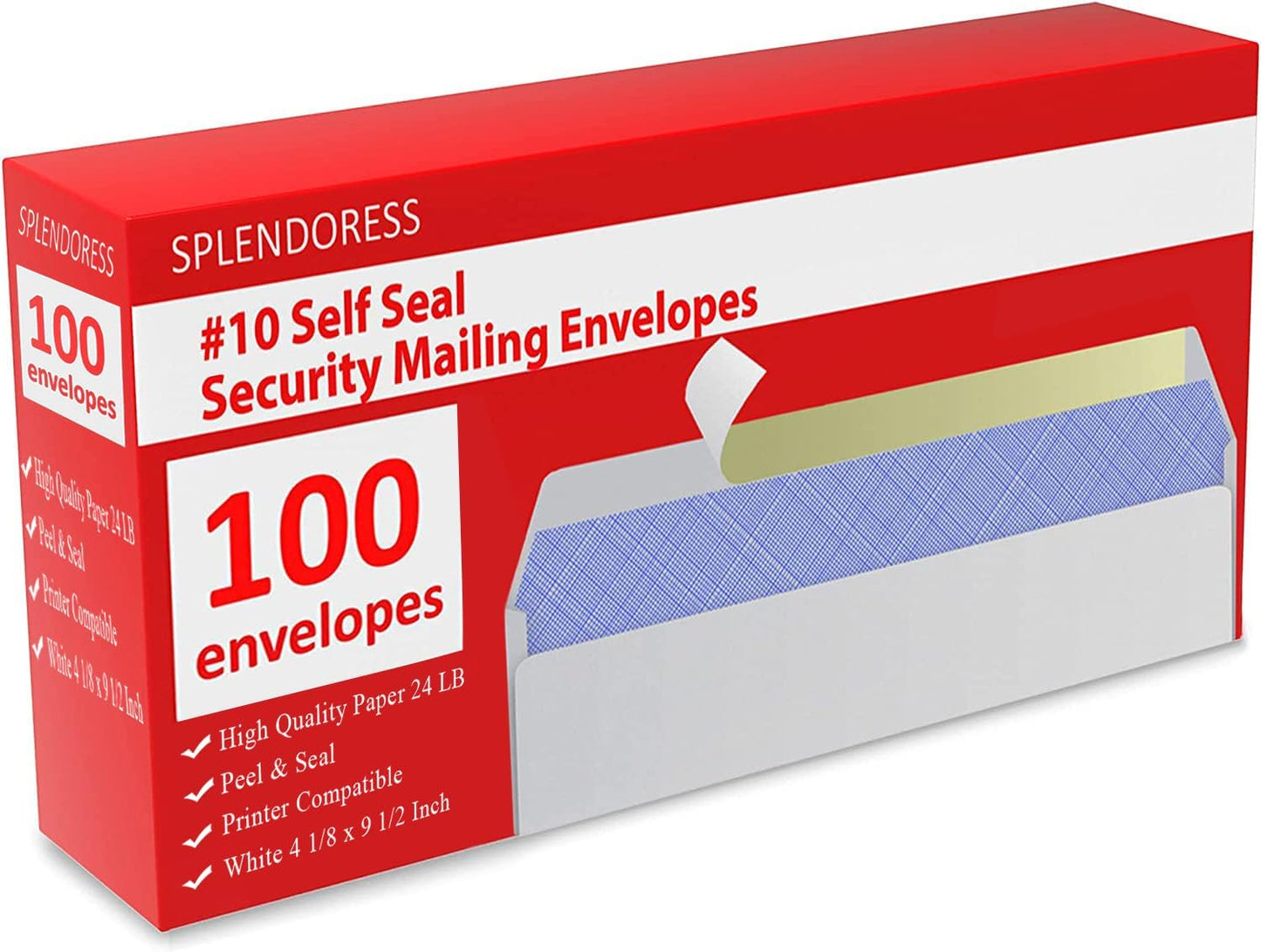 100 Self-Seal Security Envelopes | Tinted & Windowless | Legal Size